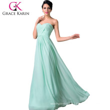 Grace Karin Elegant Pale Turquoise en mousseline de soie Longueur Longueur Longue Robes de demoiselle d&#39;honneur CL6214